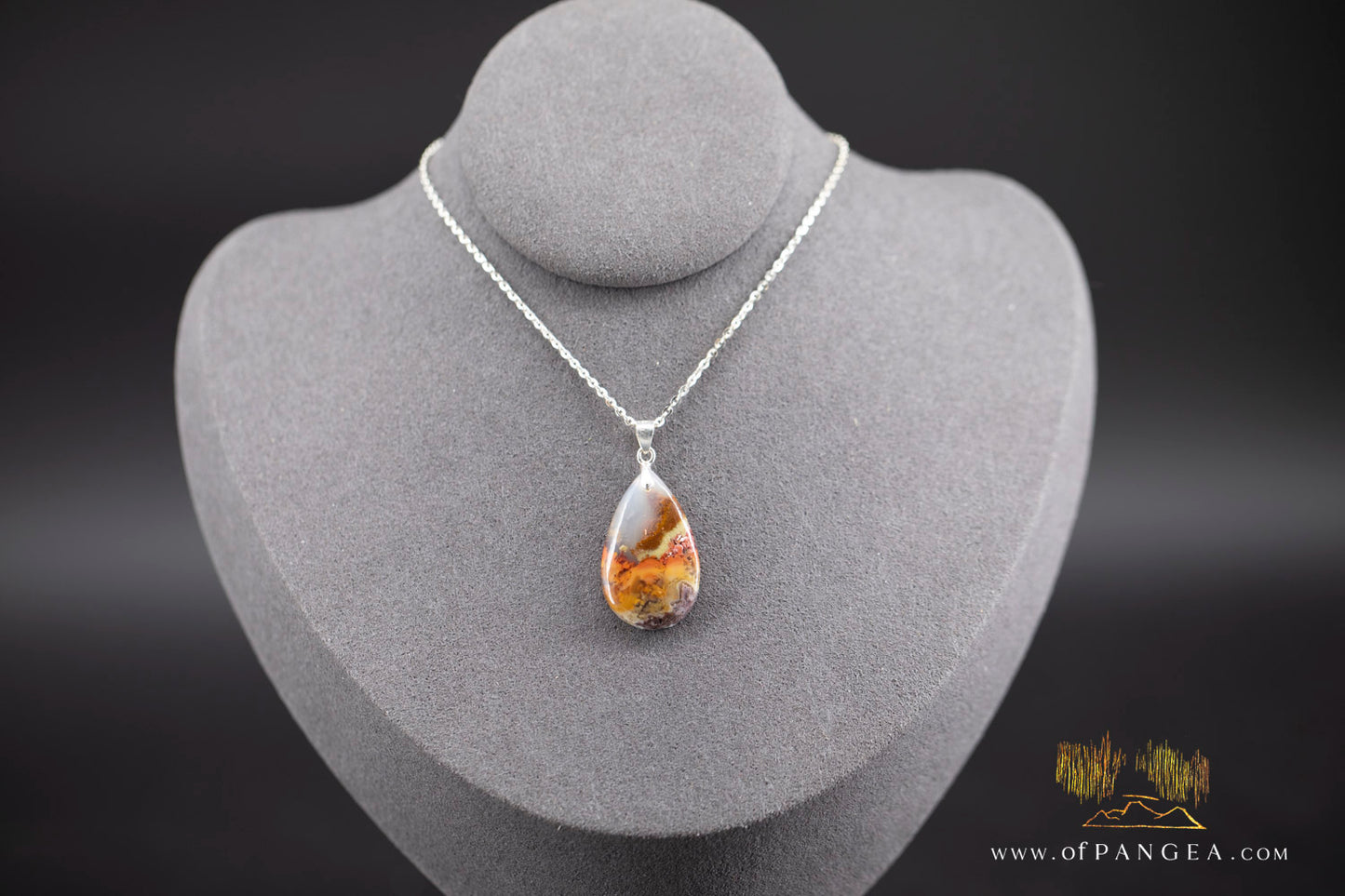 Moss Agate Pendant - Necklace sterling silver || JF982