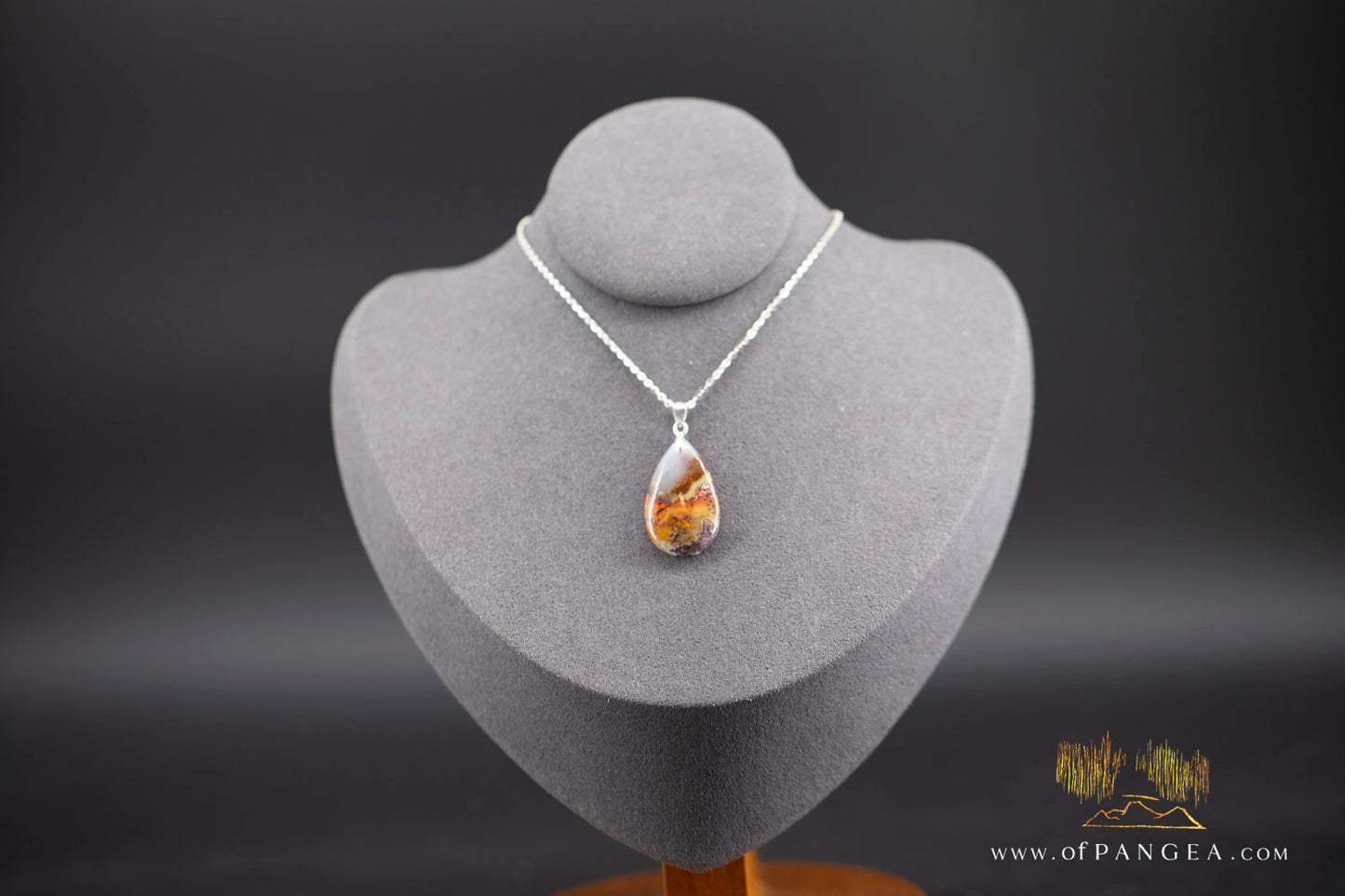 Moss Agate Pendant - Necklace sterling silver || JF982