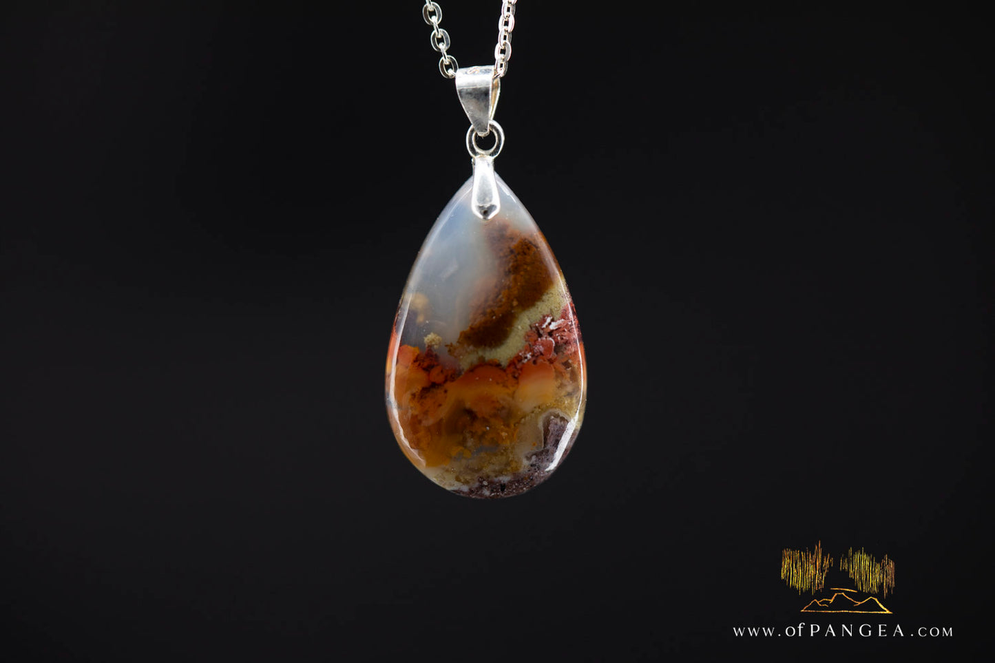 Moss Agate Pendant - Necklace sterling silver || JF982