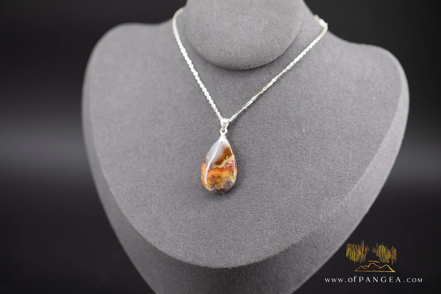 Moss Agate Pendant - Necklace sterling silver || JF982