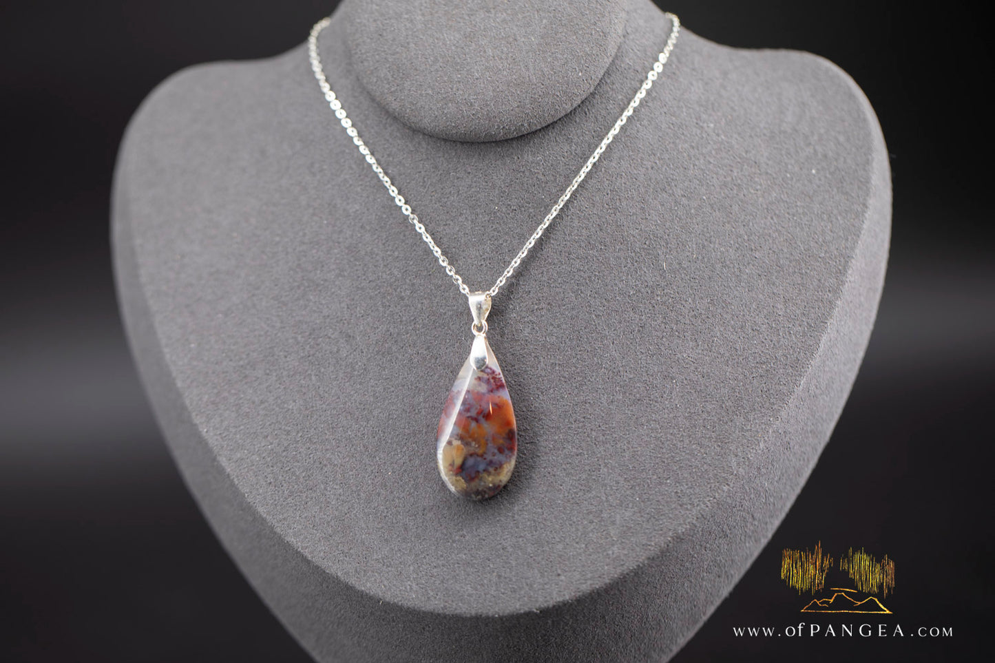 Moss Agate Pendant - Necklace sterling silver || JF983