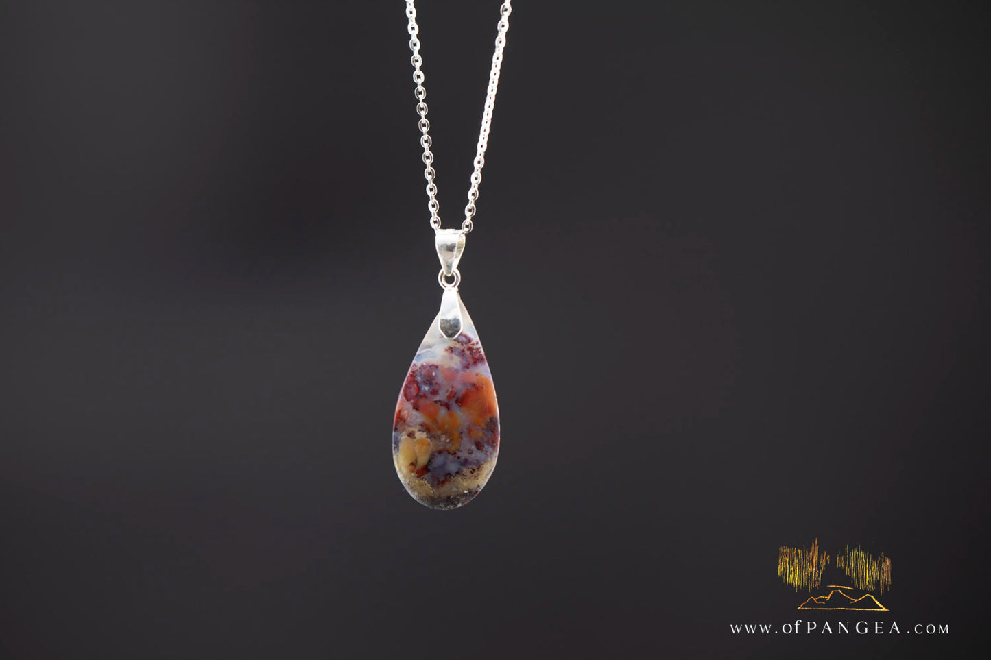 Moss Agate Pendant - Necklace sterling silver || JF983