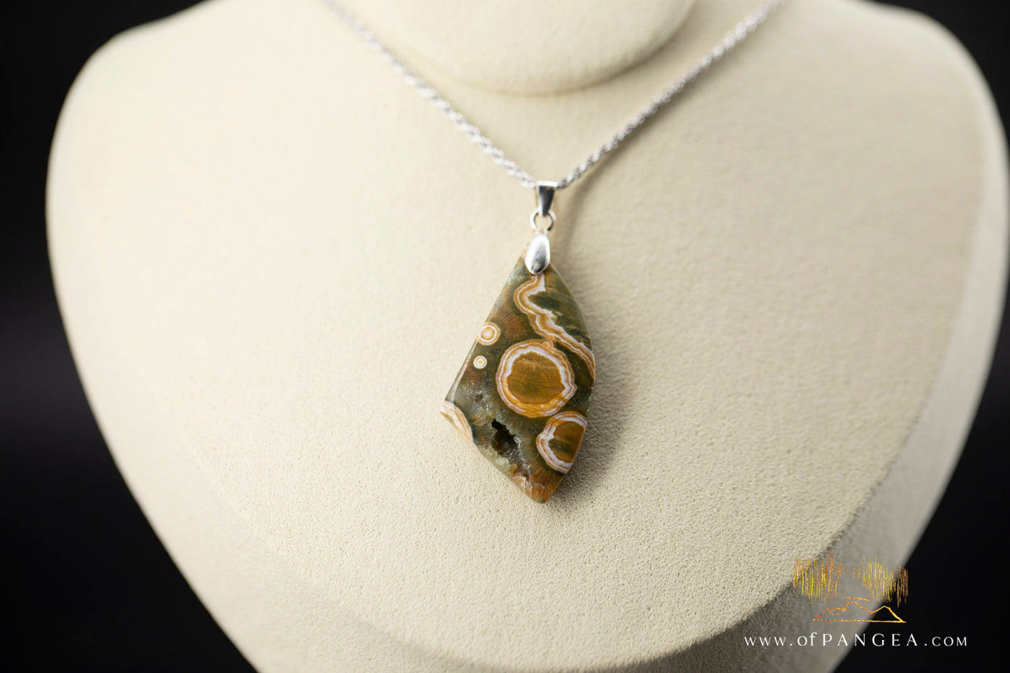 Ocean Jasper Drop Pendant and Italian Sterling Silver Rope Chain || JF984