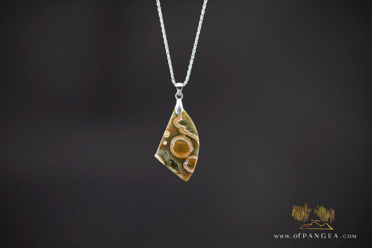 Ocean Jasper Drop Pendant and Italian Sterling Silver Rope Chain || JF984