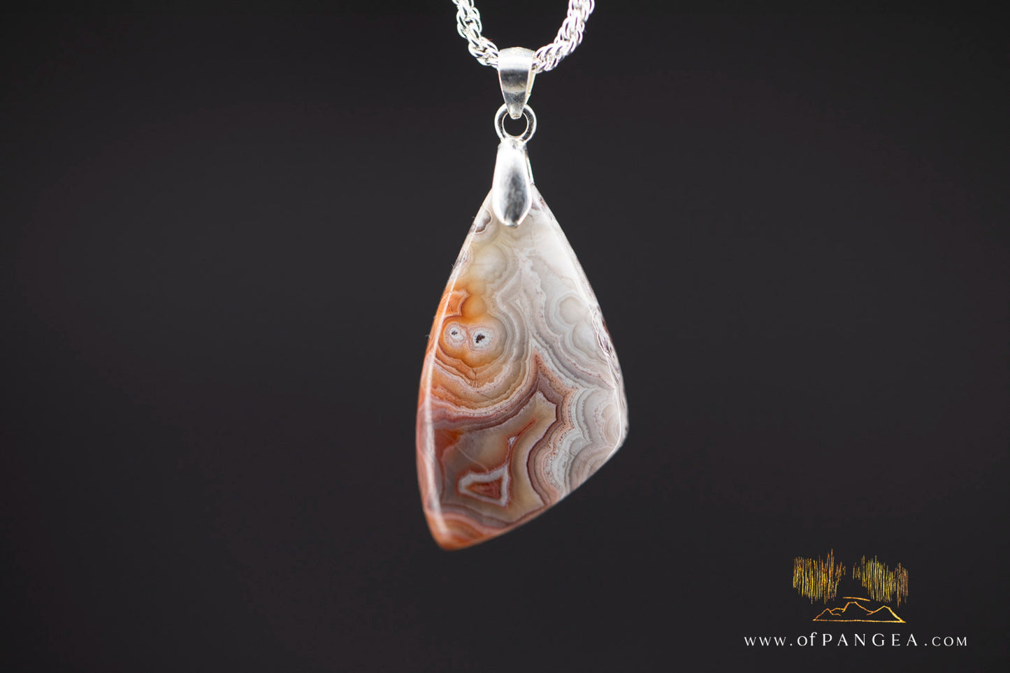 Lacey Agate Pendant - Necklace sterling silver || JF985