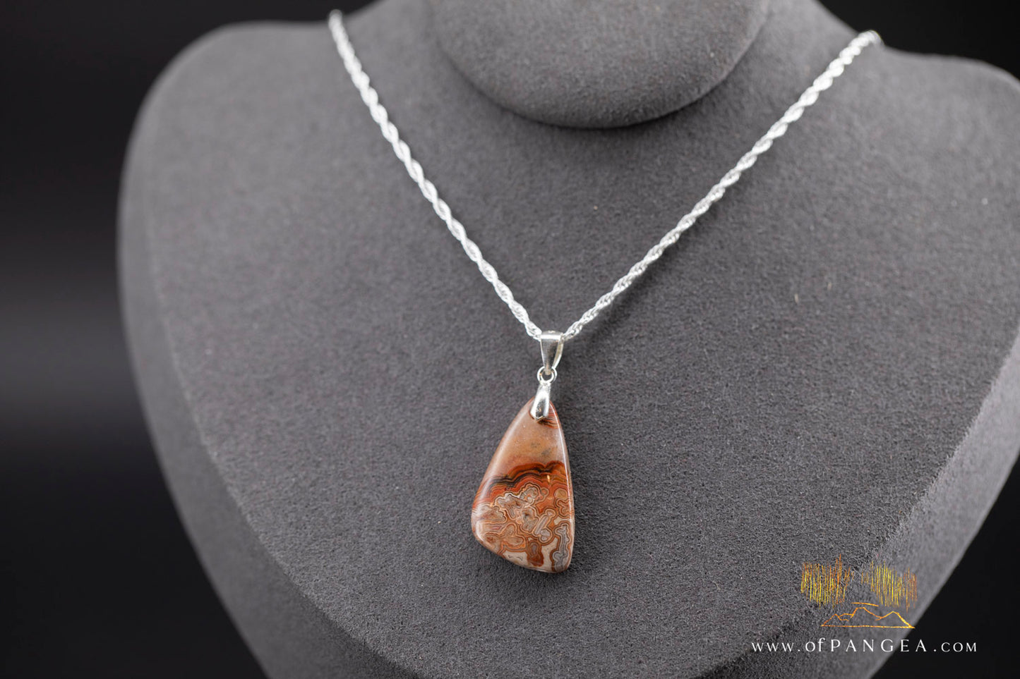 Lacey Agate Pendant - Necklace sterling silver || JF986