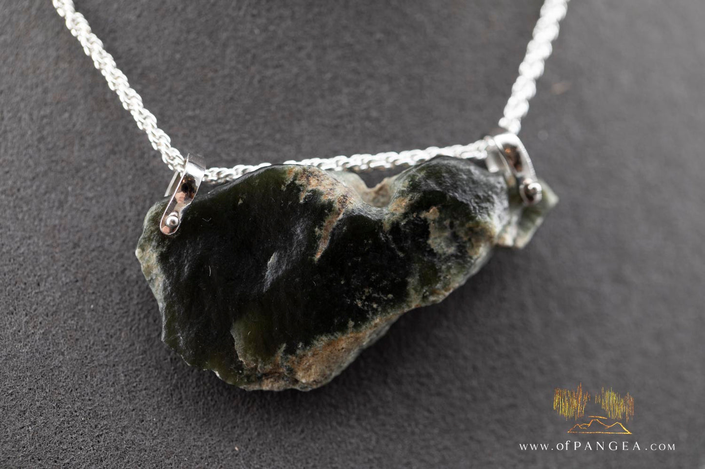 Wyoming Jade Slick Necklace - Green Nephrite Jade - Italian Sterling Silver || JF989