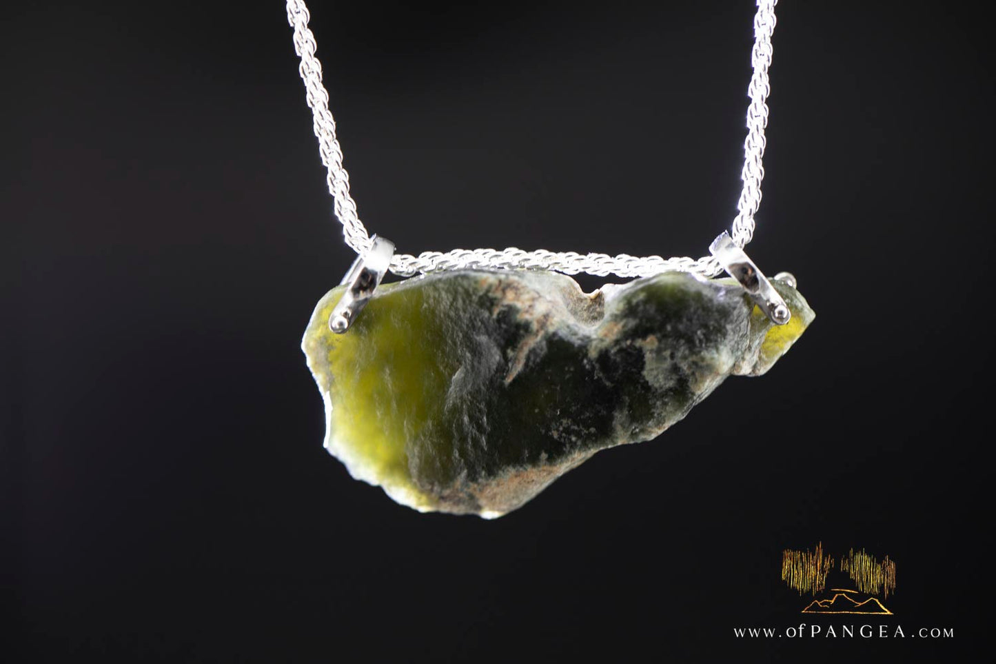 Wyoming Jade Slick Necklace - Green Nephrite Jade - Italian Sterling Silver || JF989