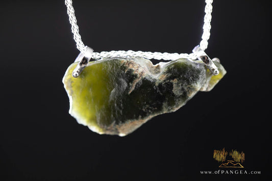 Wyoming Jade Slick Necklace - Green Nephrite Jade - Italian Sterling Silver || JF989