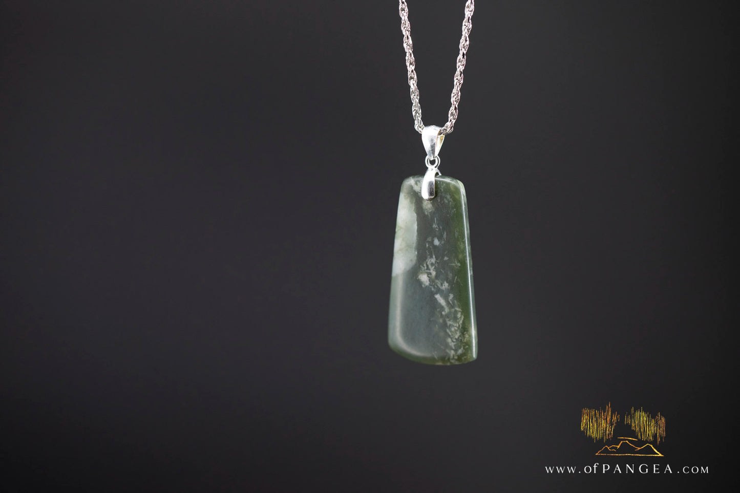 Cherry Blossom Nephrite Jade Toki Necklace - Wyoming - Italian sterling silver || JF990