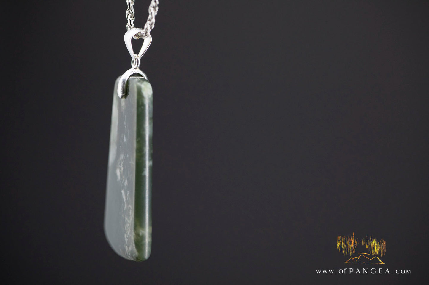 Cherry Blossom Nephrite Jade Toki Necklace - Wyoming - Italian sterling silver || JF990