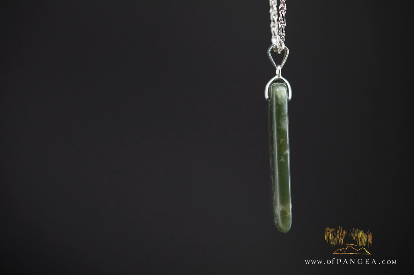 Cherry Blossom Nephrite Jade Toki Necklace - Wyoming - Italian sterling silver || JF990