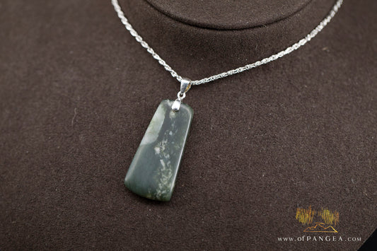 Cherry Blossom Nephrite Jade Toki Necklace - Wyoming - Italian sterling silver || JF990