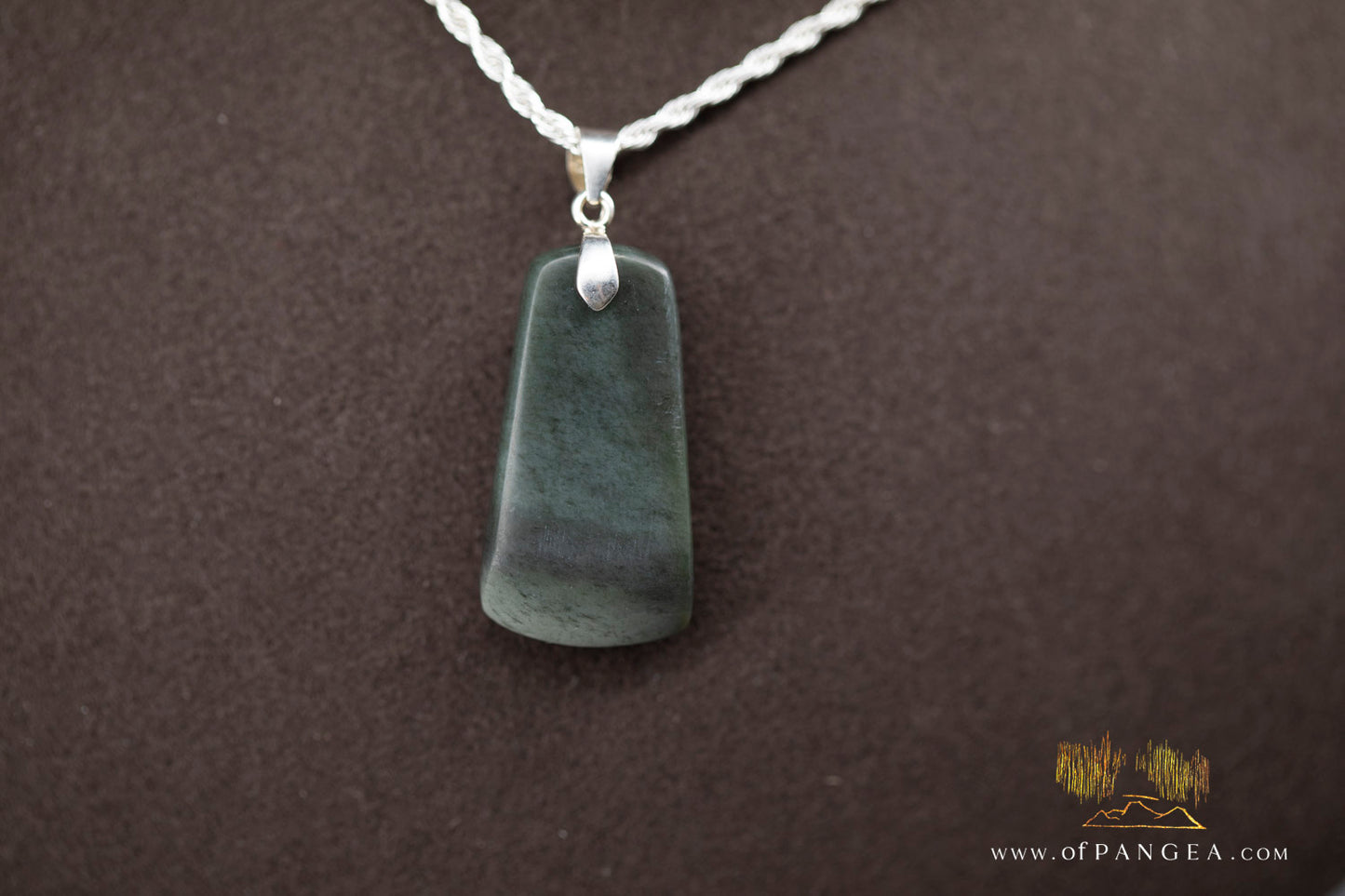 Toki necklace - Olive Green Nephrite Jade - Wyoming -  Italian sterling silver || JF994