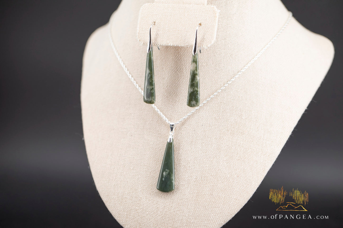 Cherry Blossom Nephrite Jade Toki Necklace and Earring Set - Wyoming -  Italian sterling silver || JF995