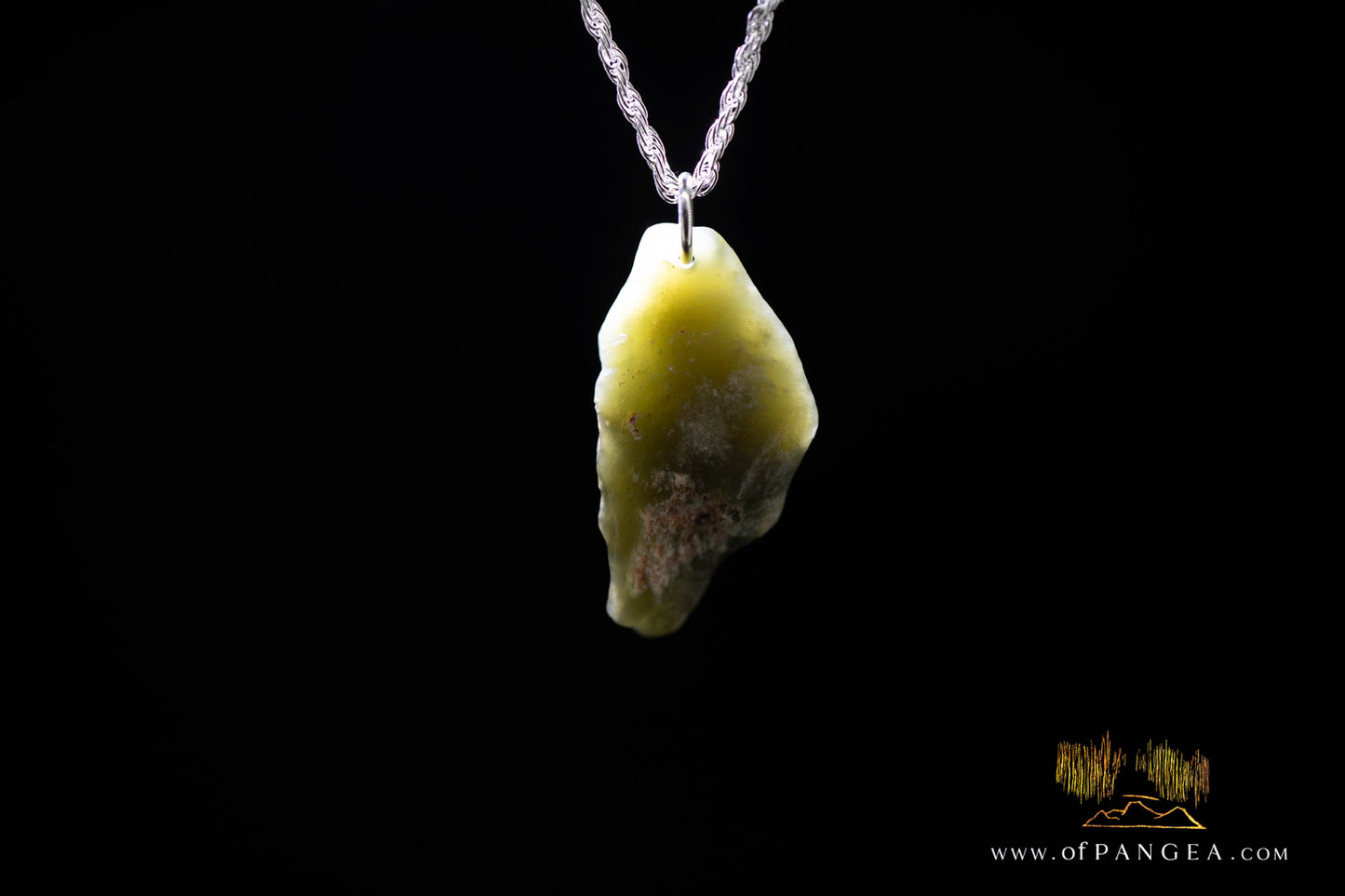 Wyoming Jade Wind Slick Necklace - Green Nephrite Jade - Italian Sterling Silver || JF998