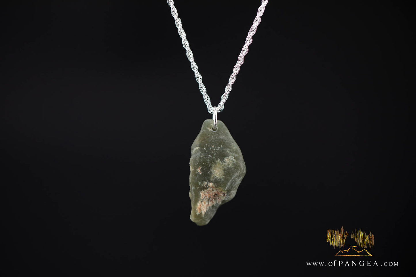 Wyoming Jade Wind Slick Necklace - Green Nephrite Jade - Italian Sterling Silver || JF998