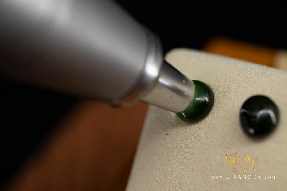 Stud Earrings - BC Nephrite Jade - 8mm Large Dark - Italian Sterling Silver
