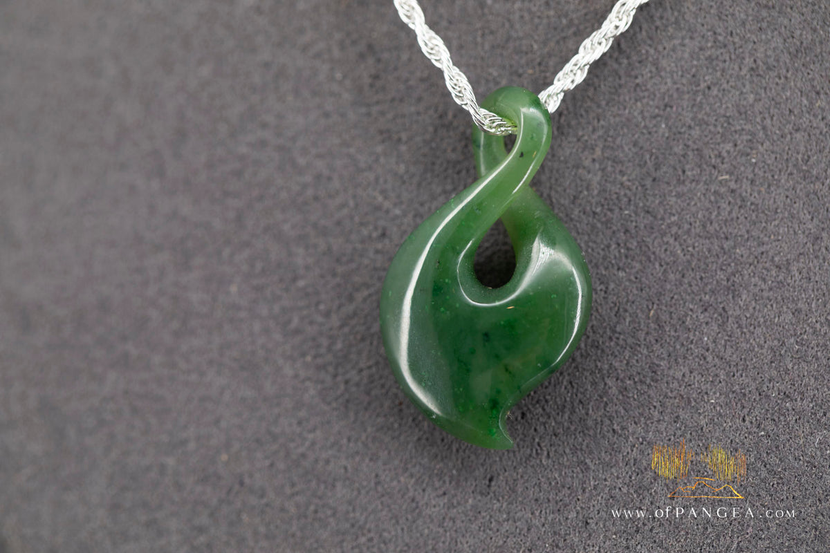 Pikorua Twist - British Columbian Nephrite Jade - Italian Sterling Silver Rope chain || JF1680