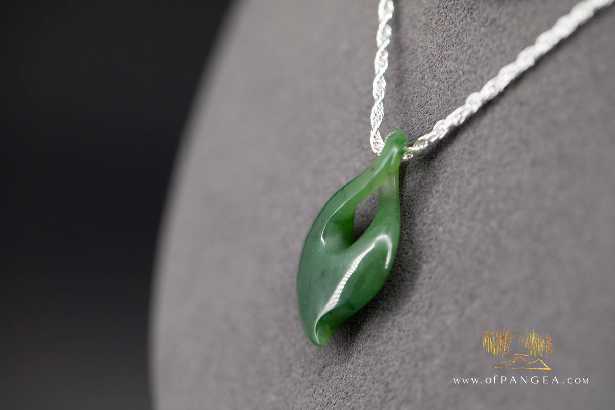 Pikorua Twist - British Columbian Nephrite Jade - Italian Sterling Silver Rope chain || JF1680