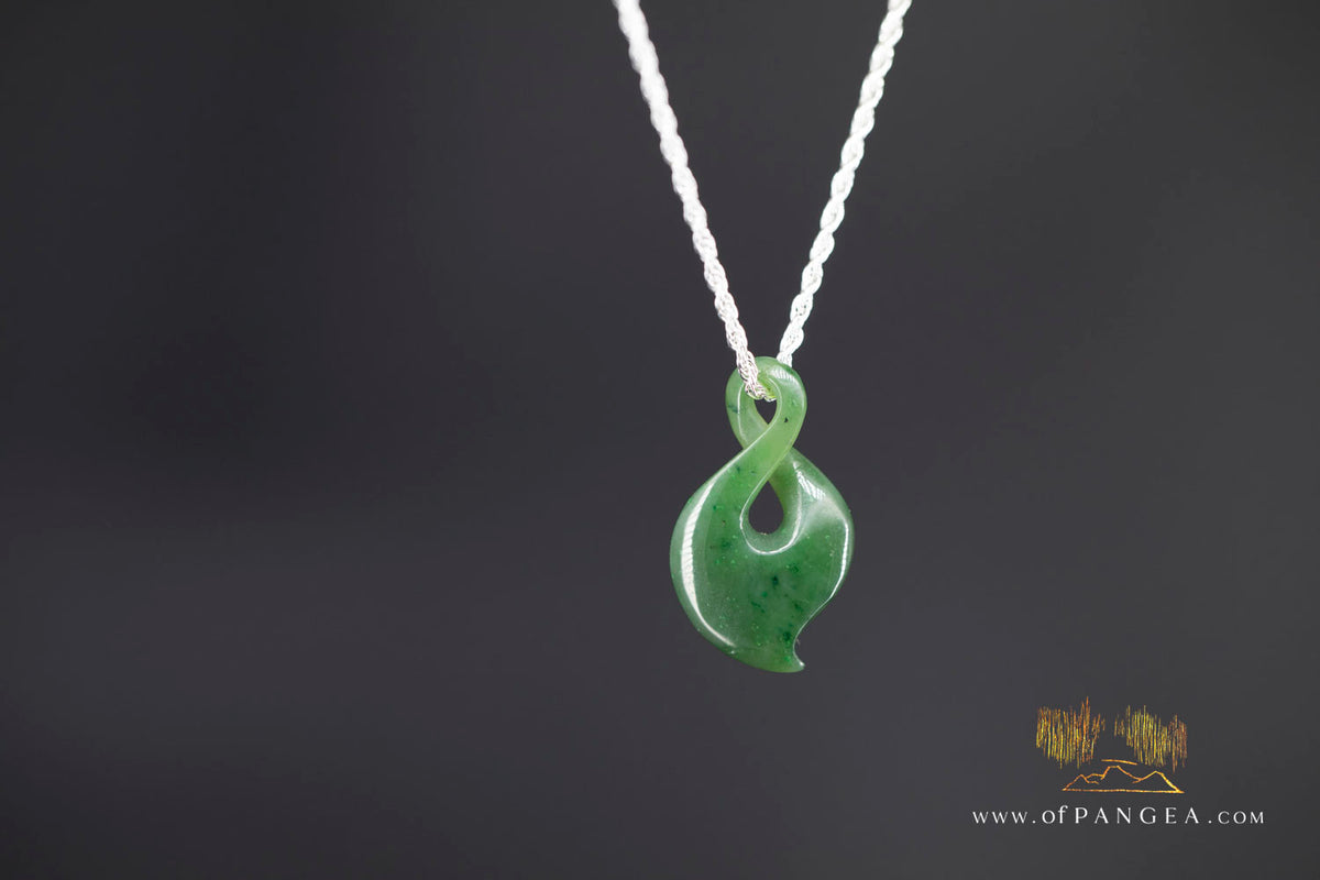 Pikorua Twist - British Columbian Nephrite Jade - Italian Sterling Silver Rope chain || JF1680