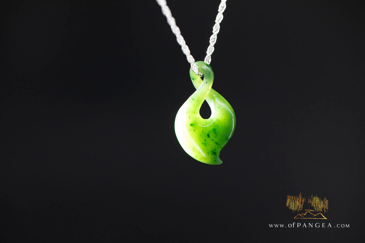 Pikorua Twist - British Columbian Nephrite Jade - Italian Sterling Silver Rope chain || JF1680