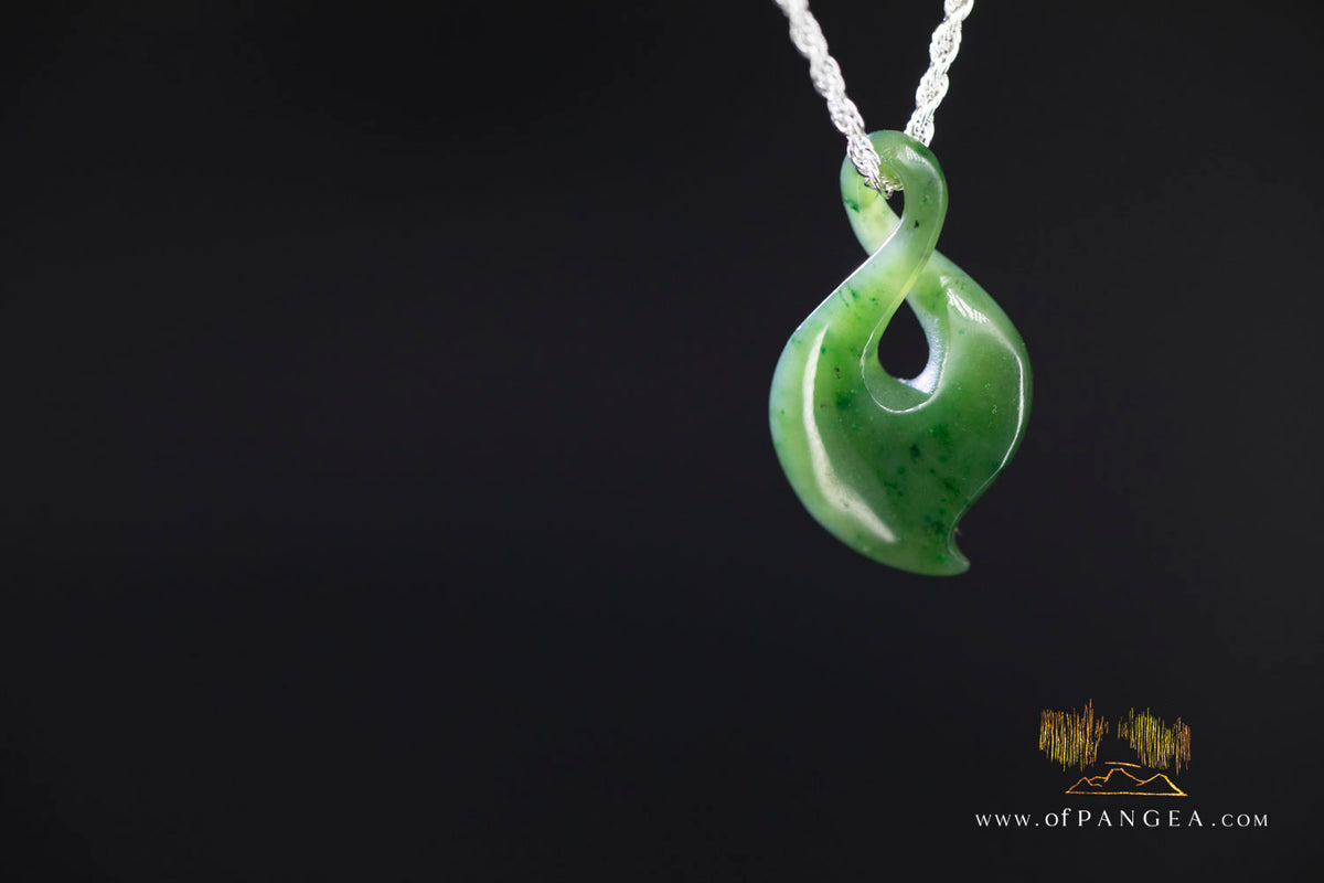 Pikorua Twist - British Columbian Nephrite Jade - Italian Sterling Silver Rope chain || JF1680