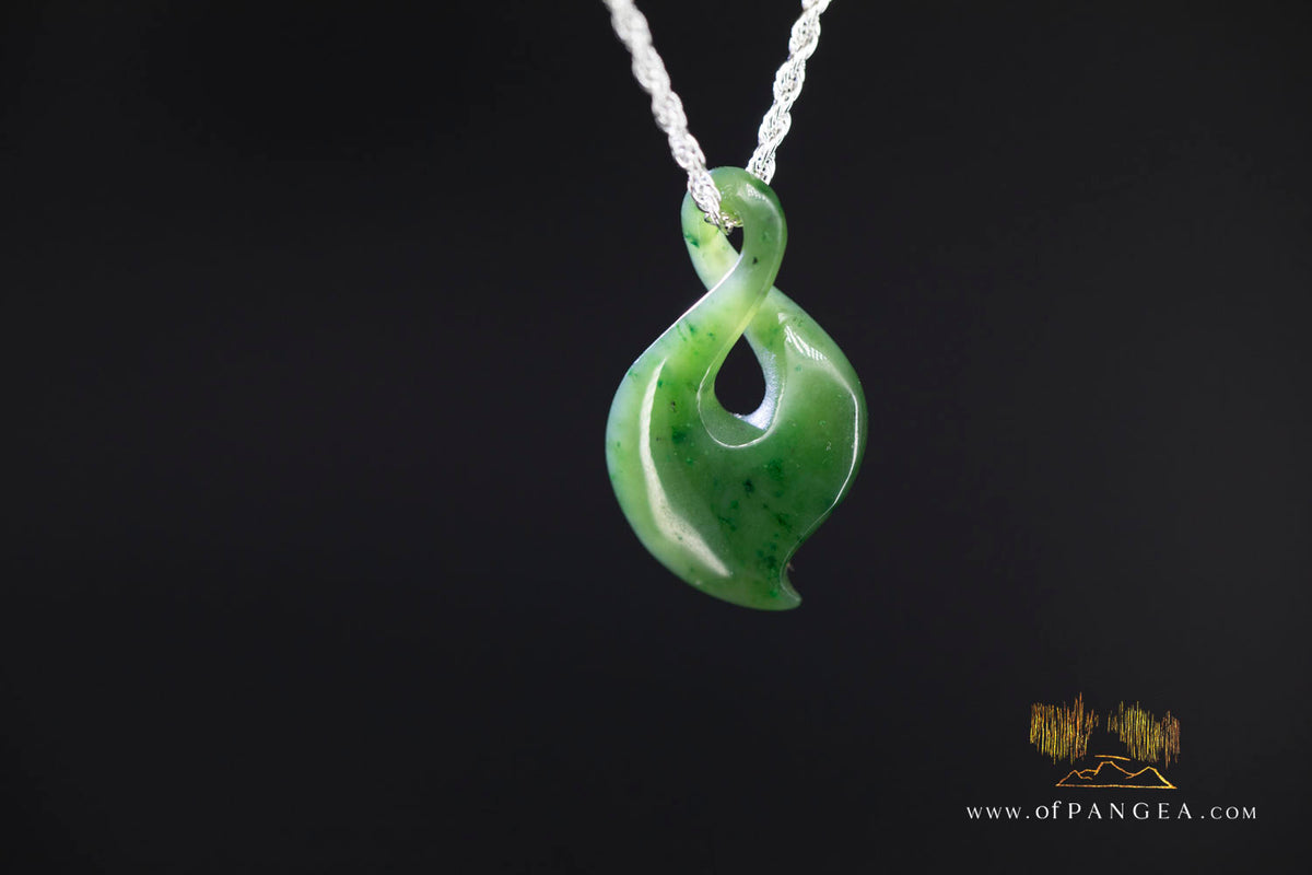 Pikorua Twist - British Columbian Nephrite Jade - Italian Sterling Silver Rope chain || JF1680