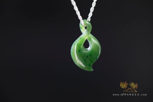 Pikorua Twist - British Columbian Nephrite Jade - Italian Sterling Silver Rope chain || JF1680