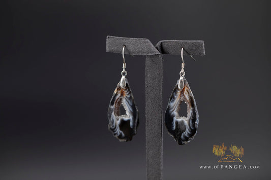 Druzy Agate Slice Earrings - Sterling Silver