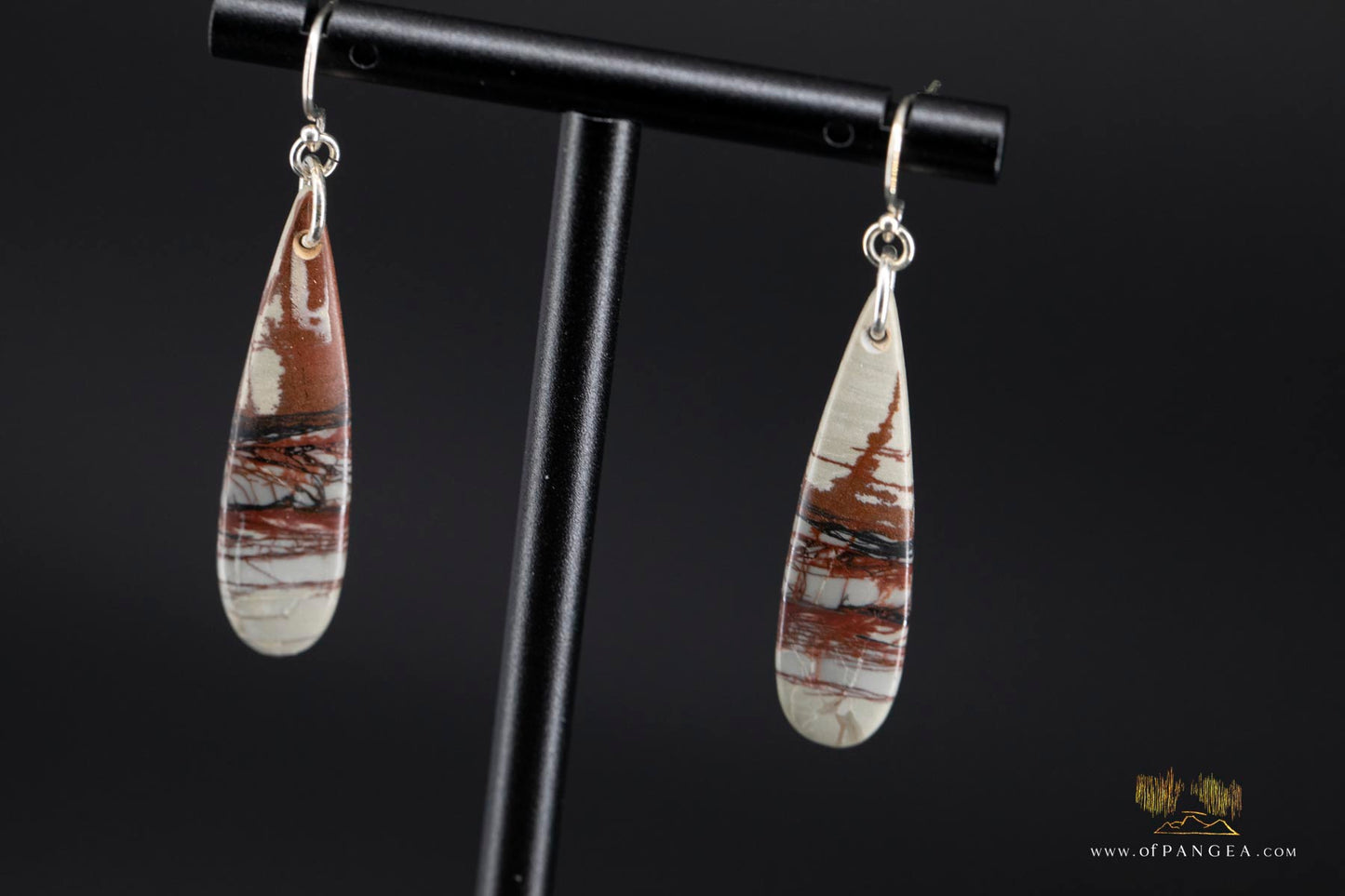 Picture Jasper teardrop earrings - Sterling Silver