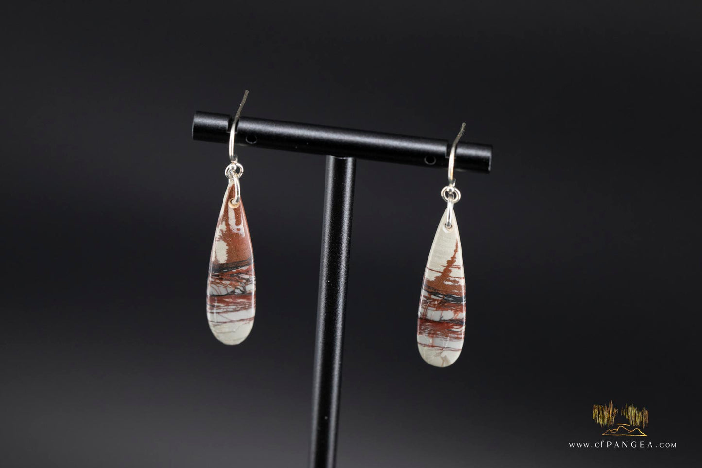 Picture Jasper teardrop earrings - Sterling Silver