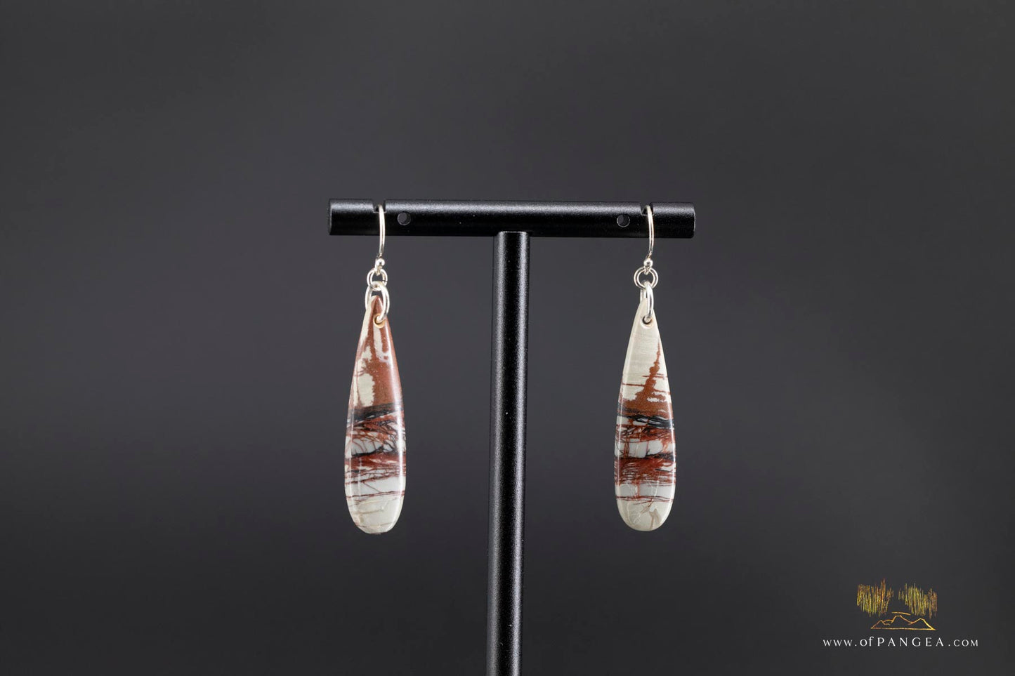 Picture Jasper teardrop earrings - Sterling Silver