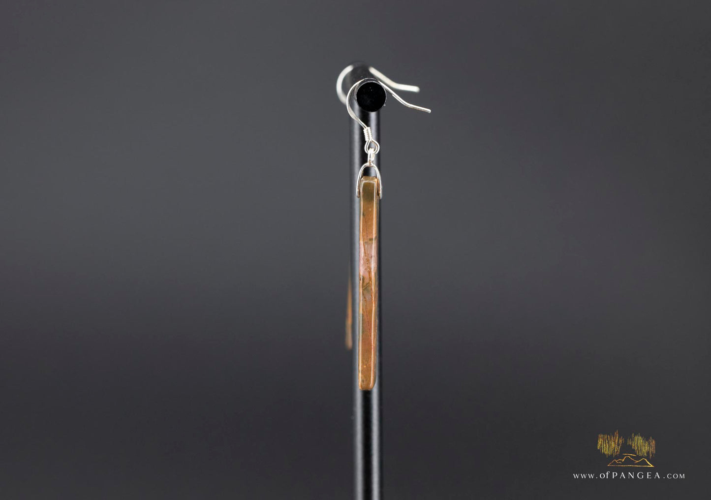 Picasso Jasper slim rectangle earrings (Red Creek) - Sterling Silver