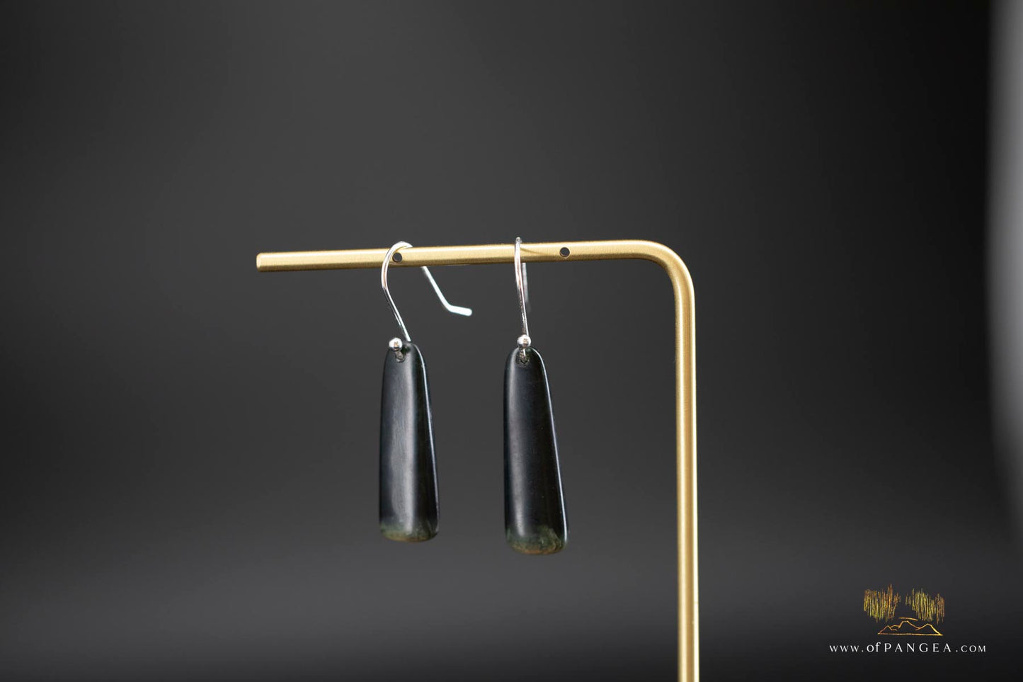 Tangiwai Pounamu Drop Earrings - Sterling Silver || JF474