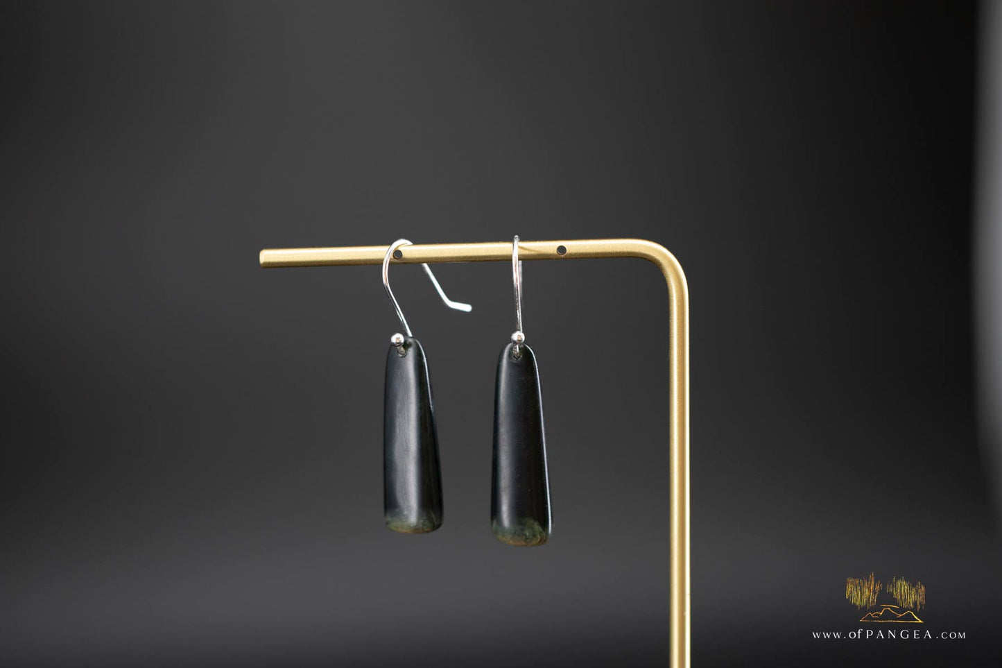 Tangiwai Pounamu Drop Earrings - Sterling Silver || JF474