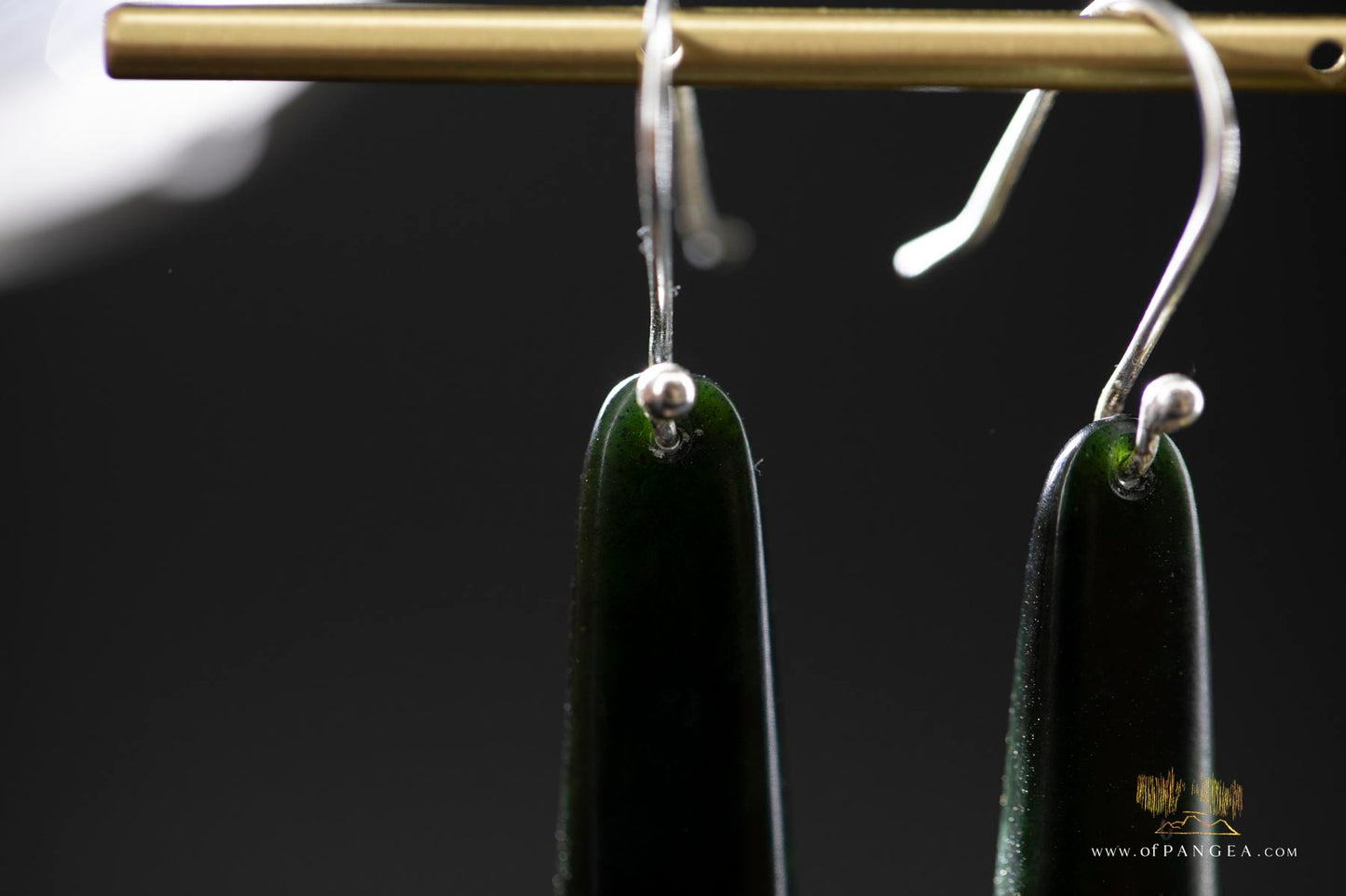 Tangiwai Pounamu Drop Earrings - Sterling Silver || JF474