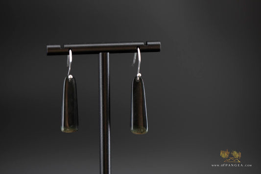 Tangiwai Pounamu Drop Earrings - Sterling Silver || JF474