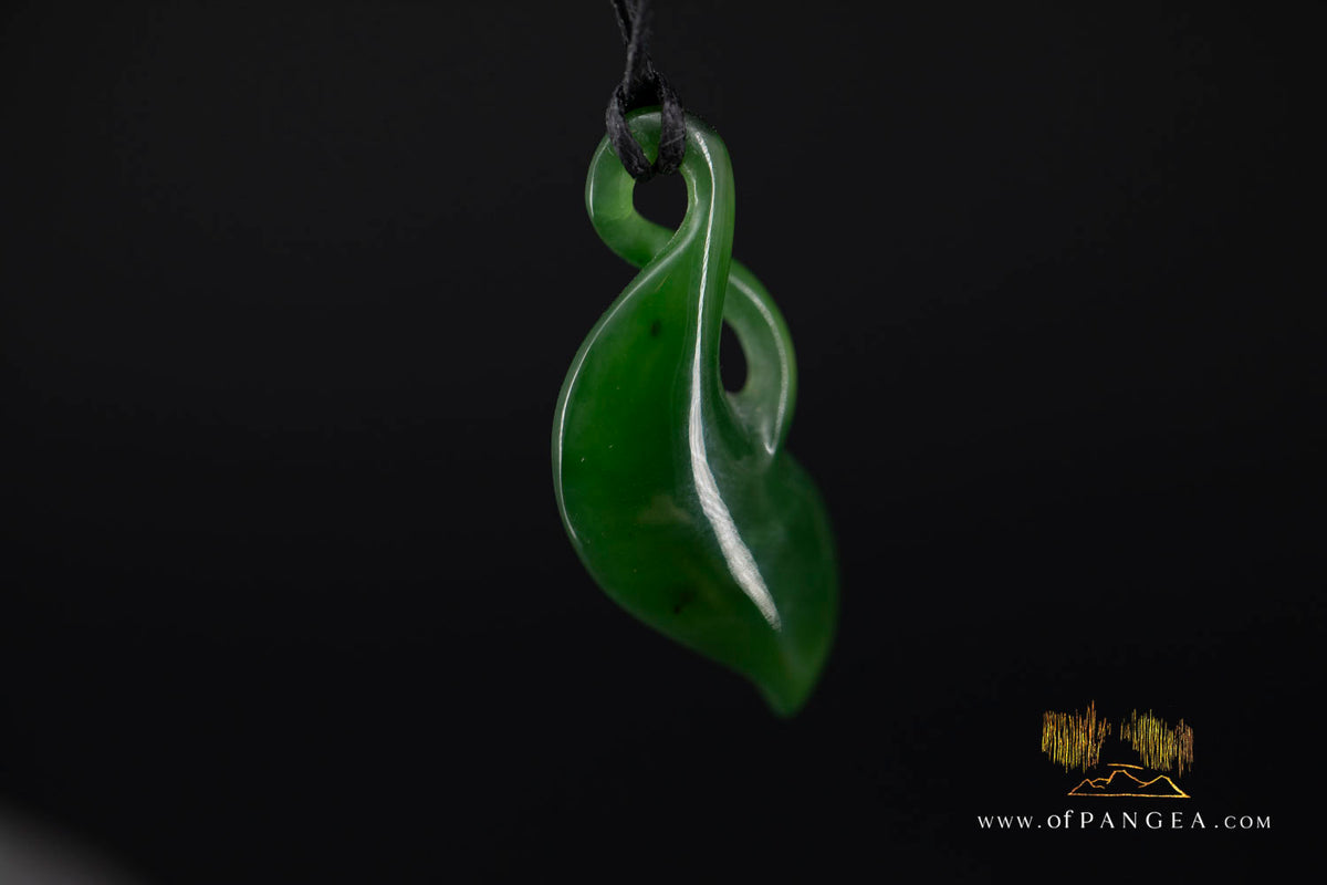 Kākano Seed Pod Twist - British Columbian Nephrite Jade Necklace - waxed cord