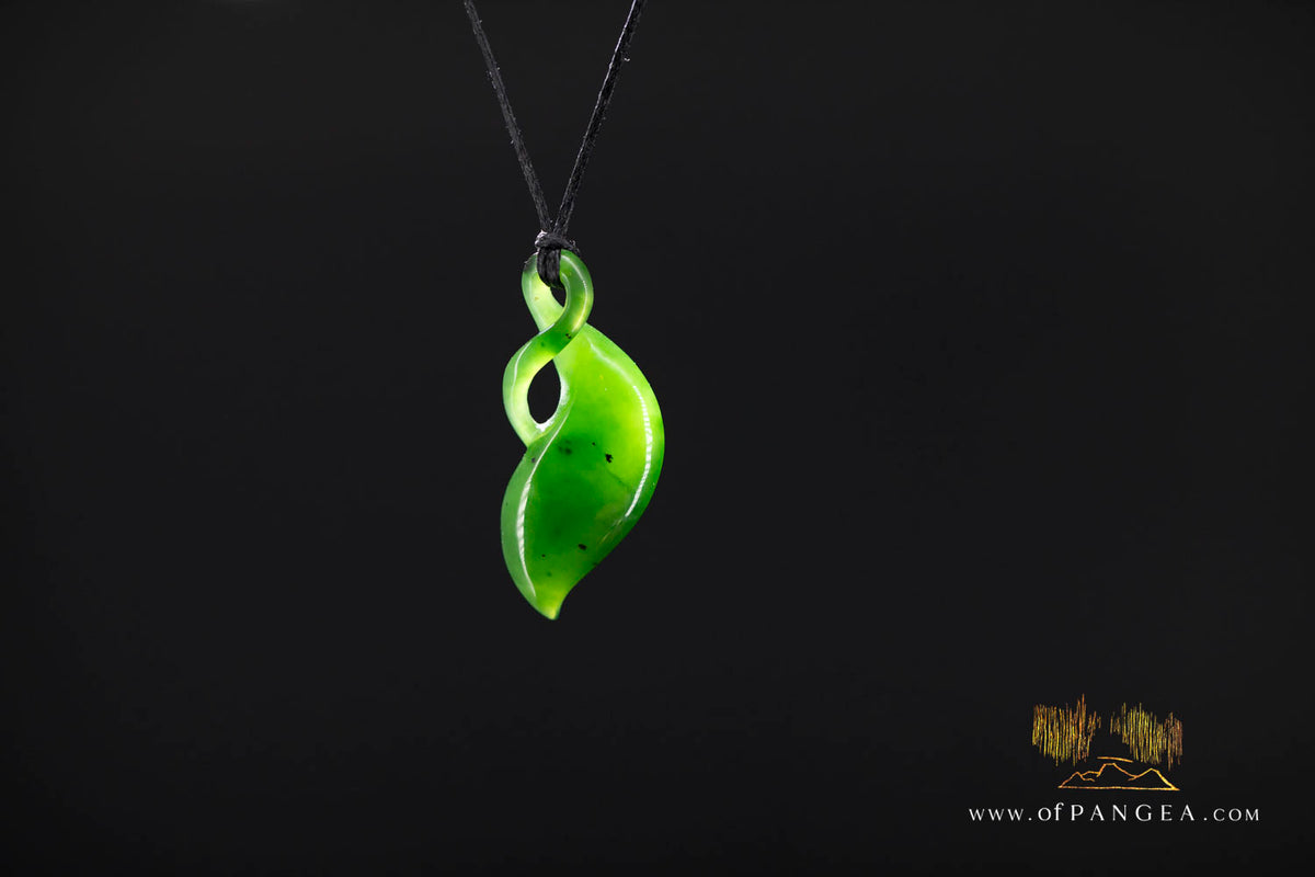 Kākano Seed Pod Twist - British Columbian Nephrite Jade Necklace - waxed cord