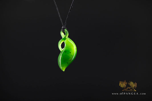 Kākano Seed Pod Twist - British Columbian Nephrite Jade Necklace - waxed cord