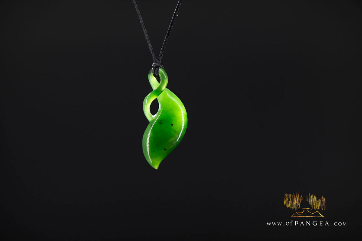 Kākano Seed Pod Twist - British Columbian Nephrite Jade Necklace - waxed cord