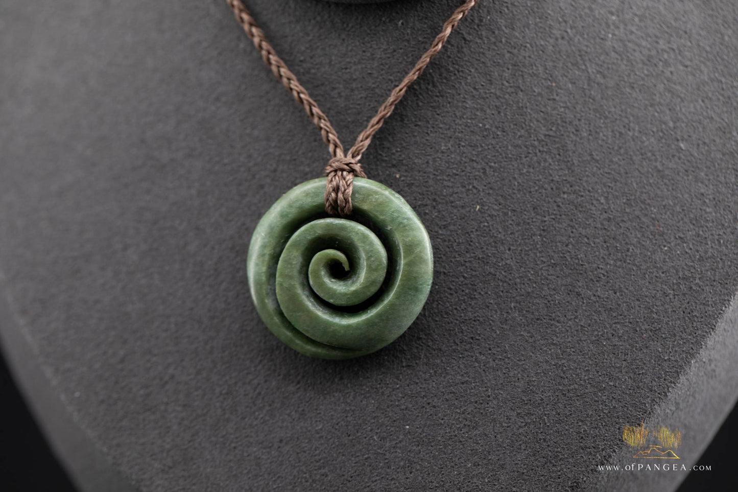 Koru Spiral carved from Kawakawa Pounamu Nephrite Jade - Necklace