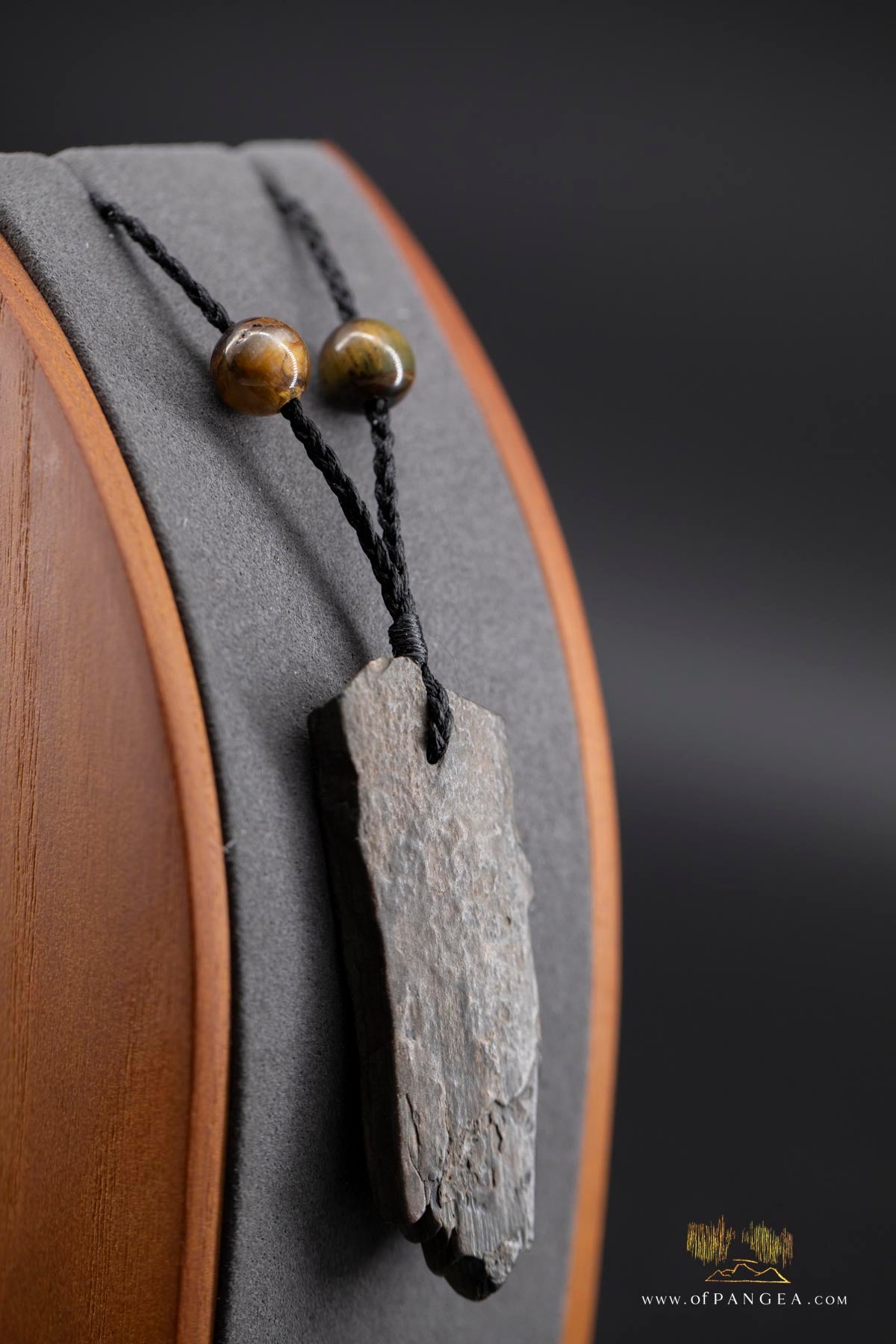 Woolly mammoth Tusk Pendant - Tiger's Eye Beads - Necklace