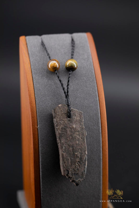 Woolly mammoth Tusk Pendant - Tiger's Eye Beads - Necklace