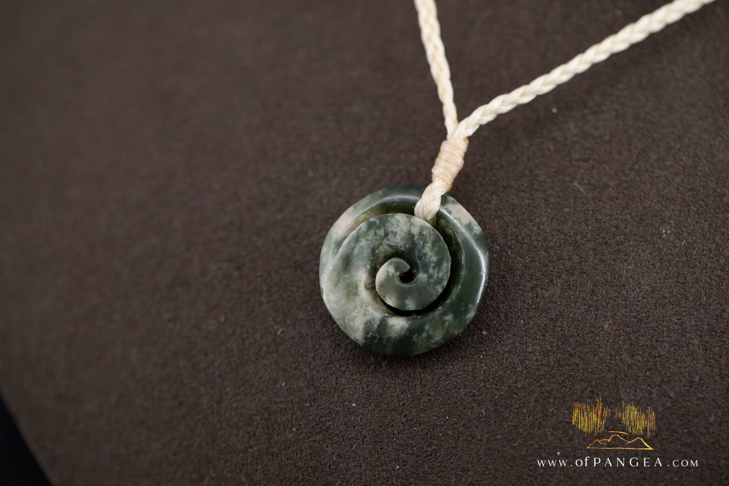 Koru Spiral carved from Wyoming Cherry Blossom Nephrite Jade (small) - Necklace