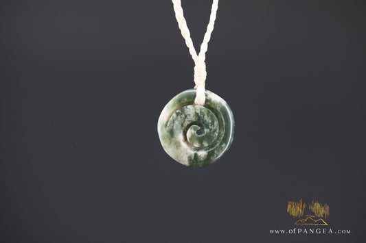 Koru Spiral carved from Wyoming Cherry Blossom Nephrite Jade (small) - Necklace