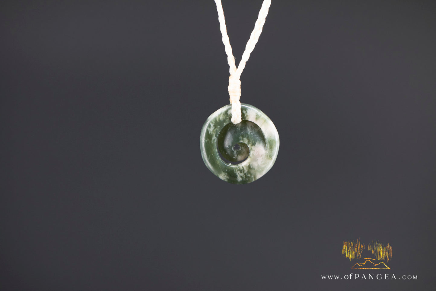 Koru Spiral carved from Wyoming Cherry Blossom Nephrite Jade (small) - Necklace