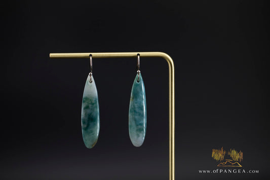 Green Mountain Chinese Jade Teardrop Earrings - Italian Sterling Silver