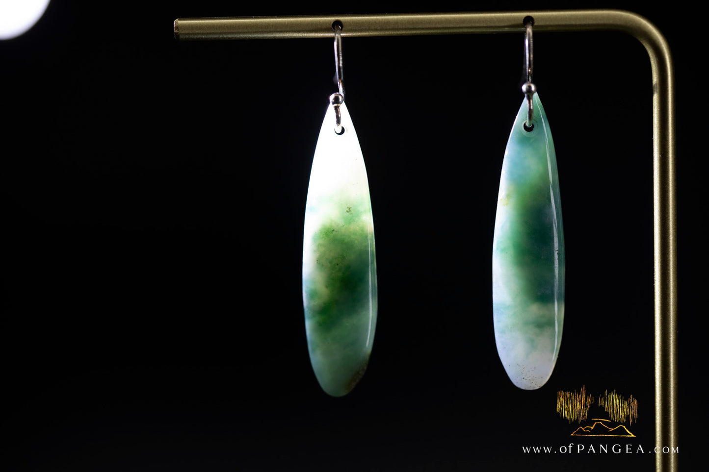 Green Mountain Chinese Jade Teardrop Earrings - Italian Sterling Silver